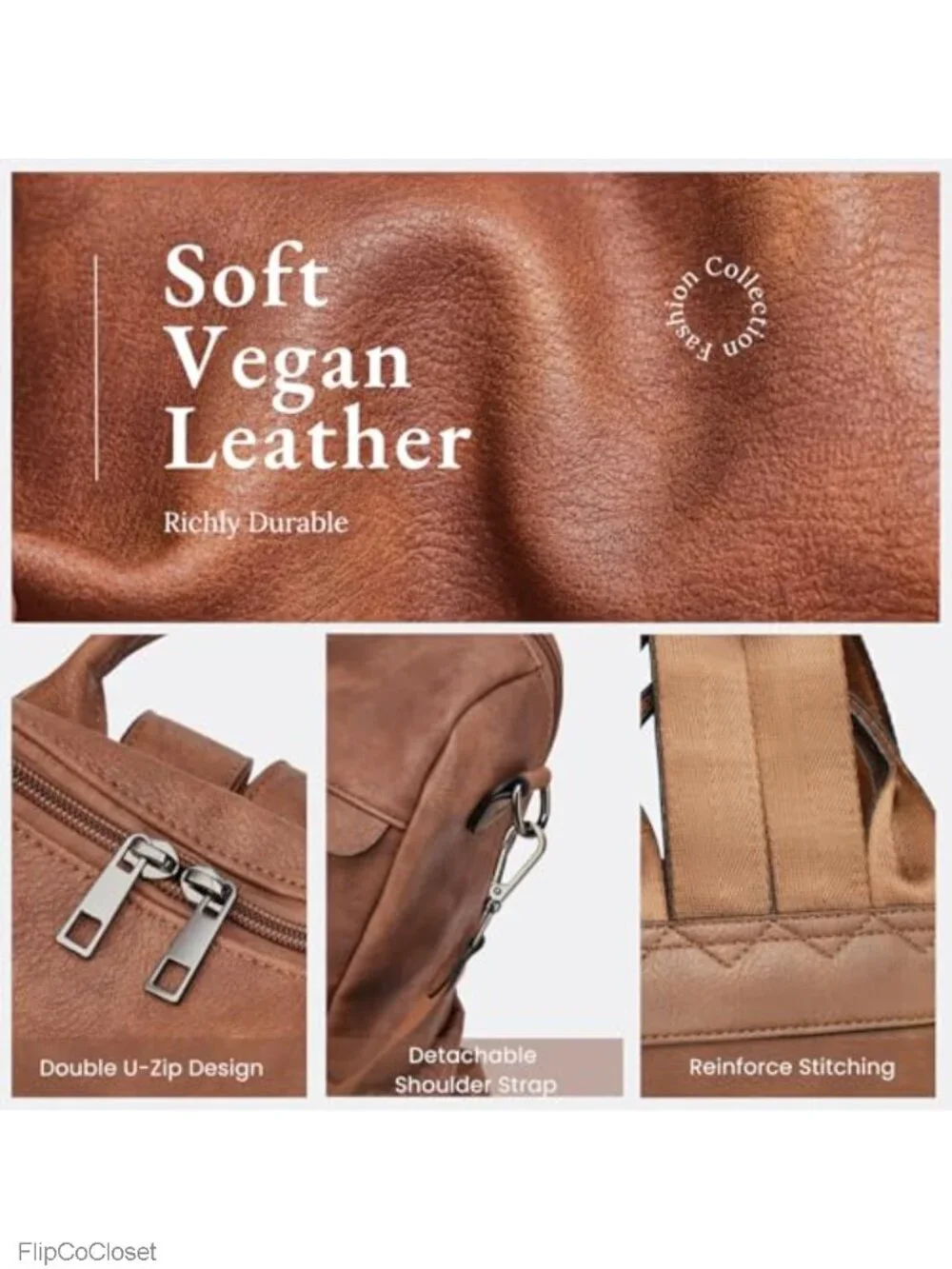 Anti-Theft Vegan Leather Convertible Backpack Purse 3-in-1 Travel Crossbody
